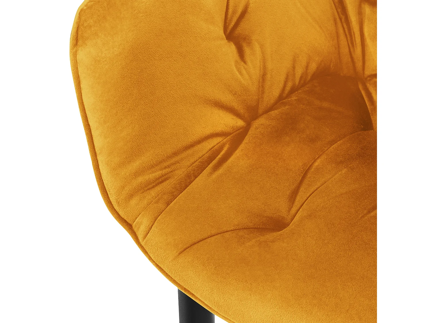 Lot de 4 chaise salle à manger assise jaune moutarde en velours pieds métal noir