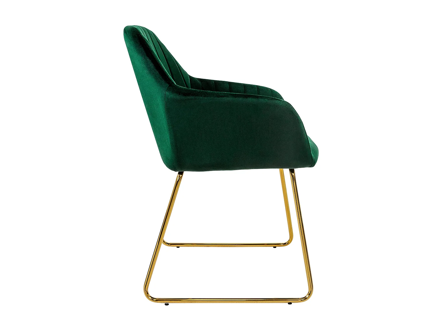 Lot de 4 chaises de salle à manger vert assise en velours pieds dorés en métal