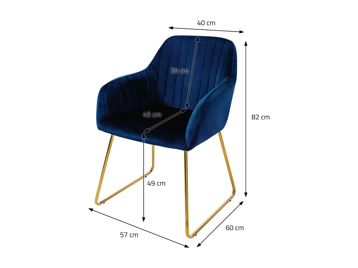 Set di 4 sedie per sala da pranzo soggiorno in velluto blu poltrona ergonomica