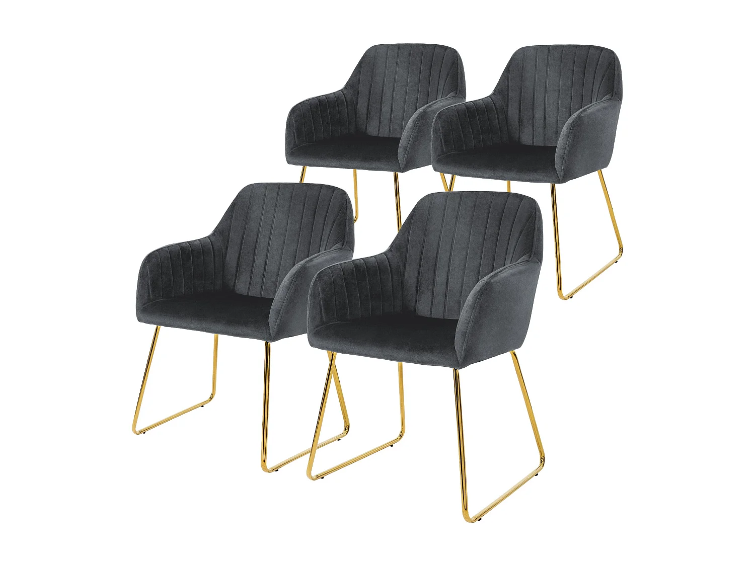 Set 4x sillas de comedor de terciopelo gris diseño ergonómico asiento moderno