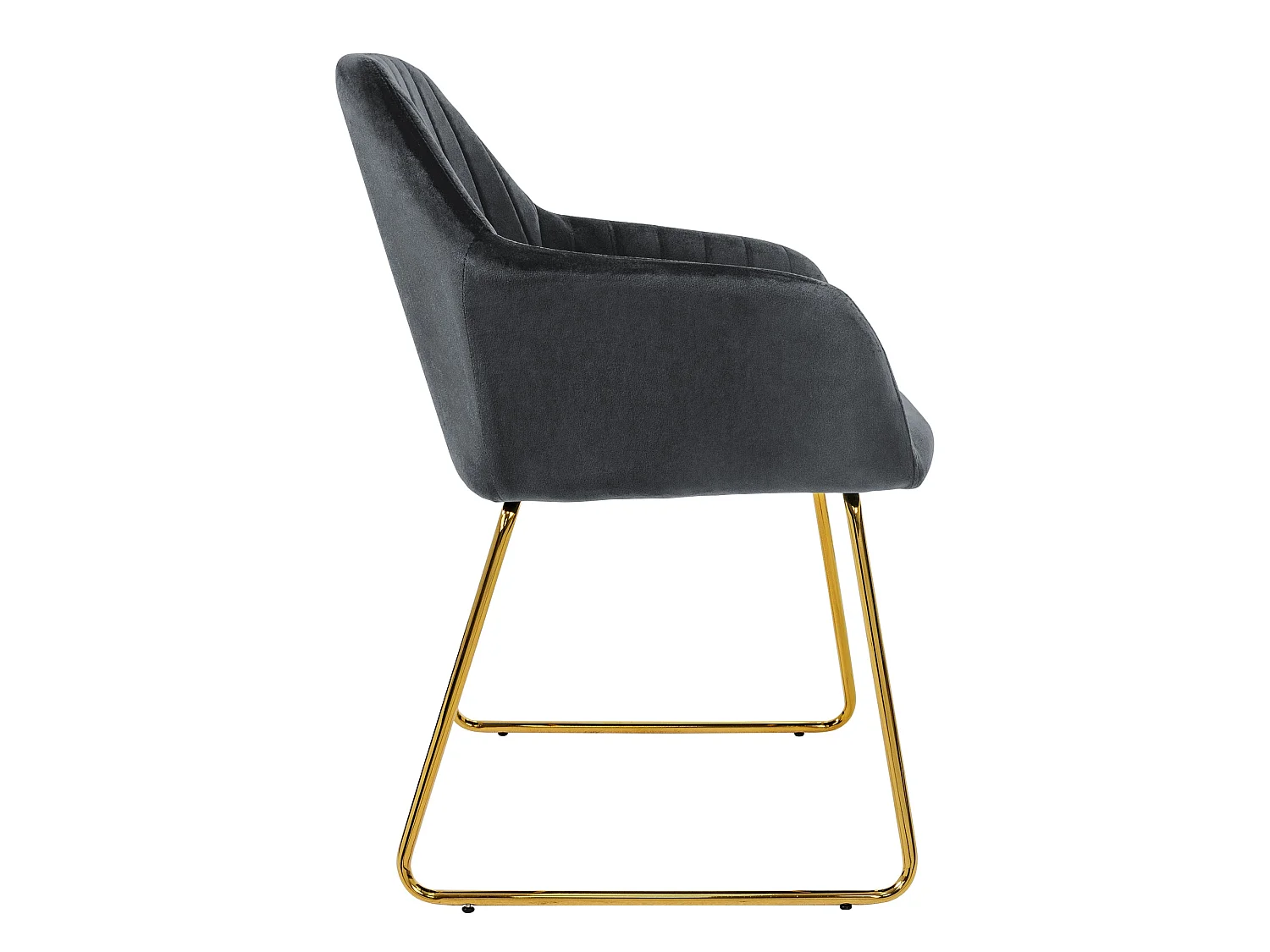 Lot de 4 chaises de salle à manger gris dossier et accoudoirs ergonomiques revêtement en velours respirant piètement doré en métal design élégant