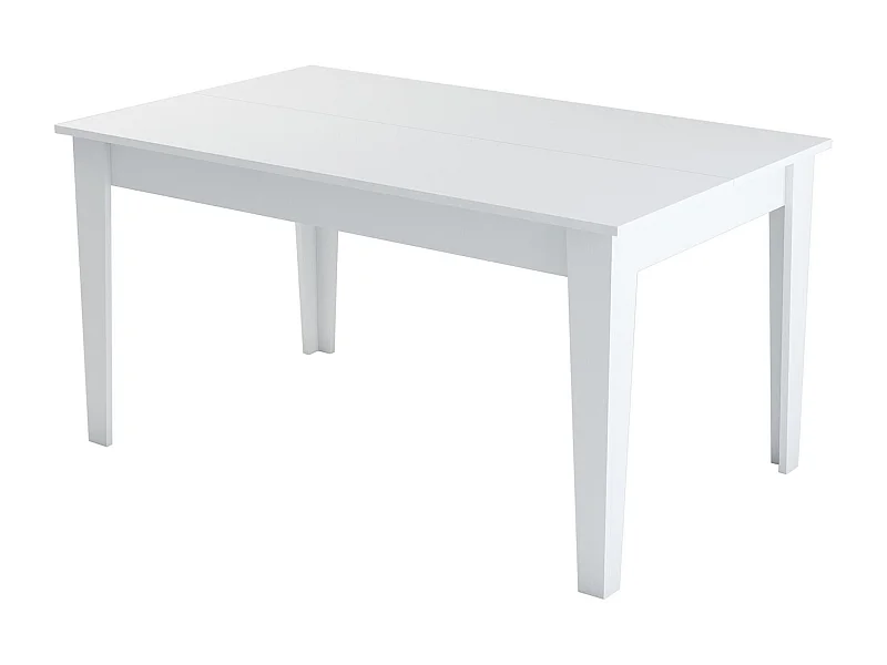 Table à manger, planche à 100% agglomérat rejetée en mélamine, couleur blanche, 145 x75x88 cm