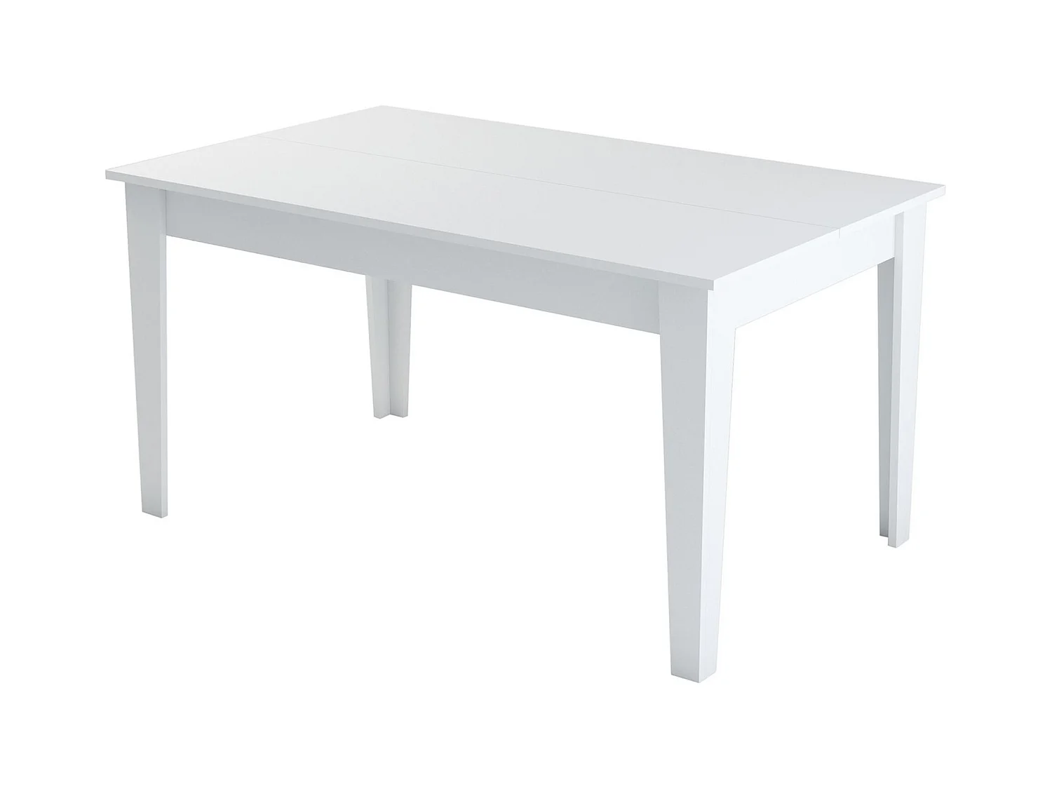 Table à manger, planche à 100% agglomérat rejetée en mélamine, couleur blanche, 145 x75x88 cm