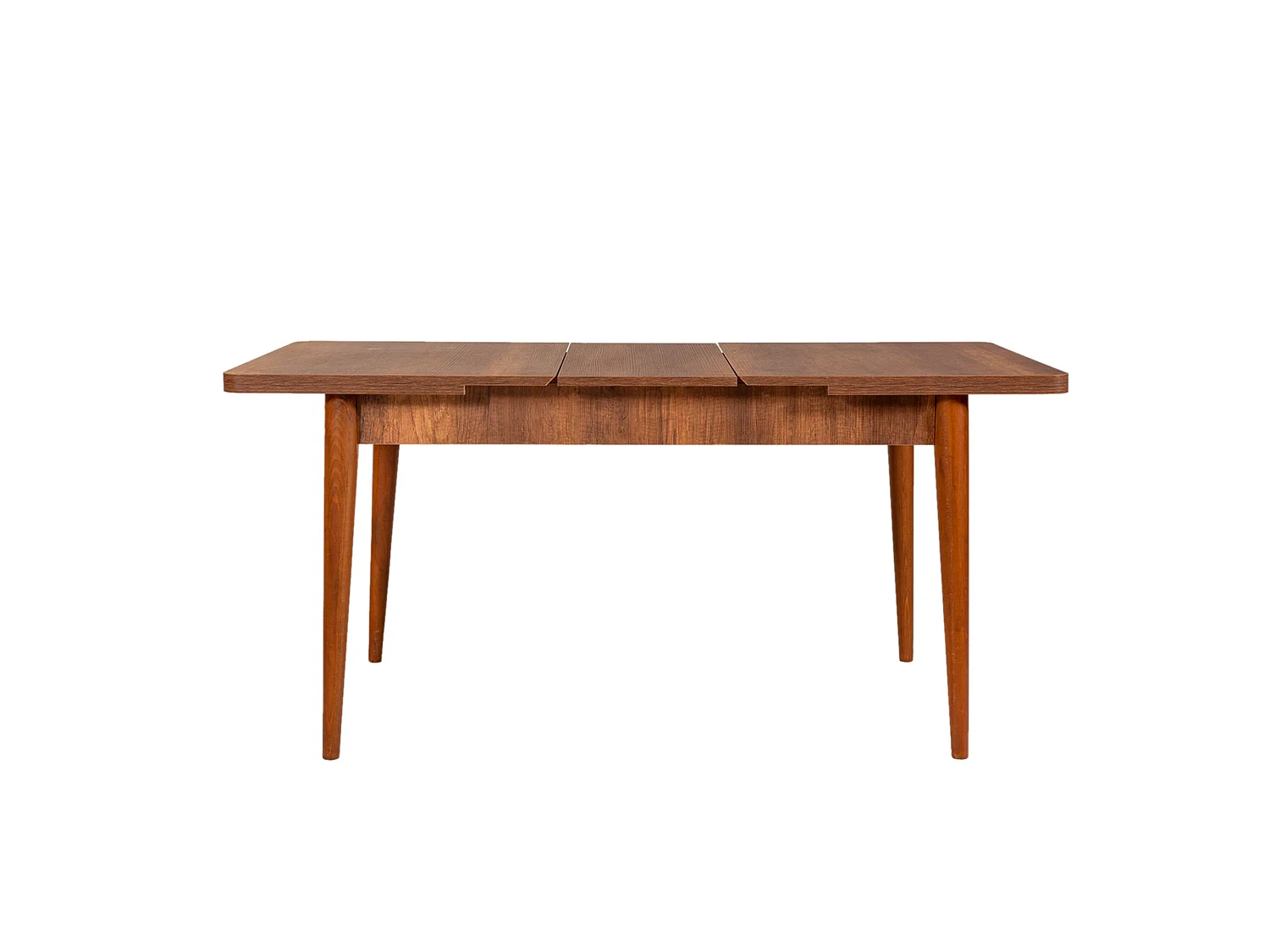 Table à manger avec option pour ouvrir, les jambes en bois. Tableau fermé 129 x 75 x 80 cm. Tableau ouvert 163 x 75 x 80 cm.