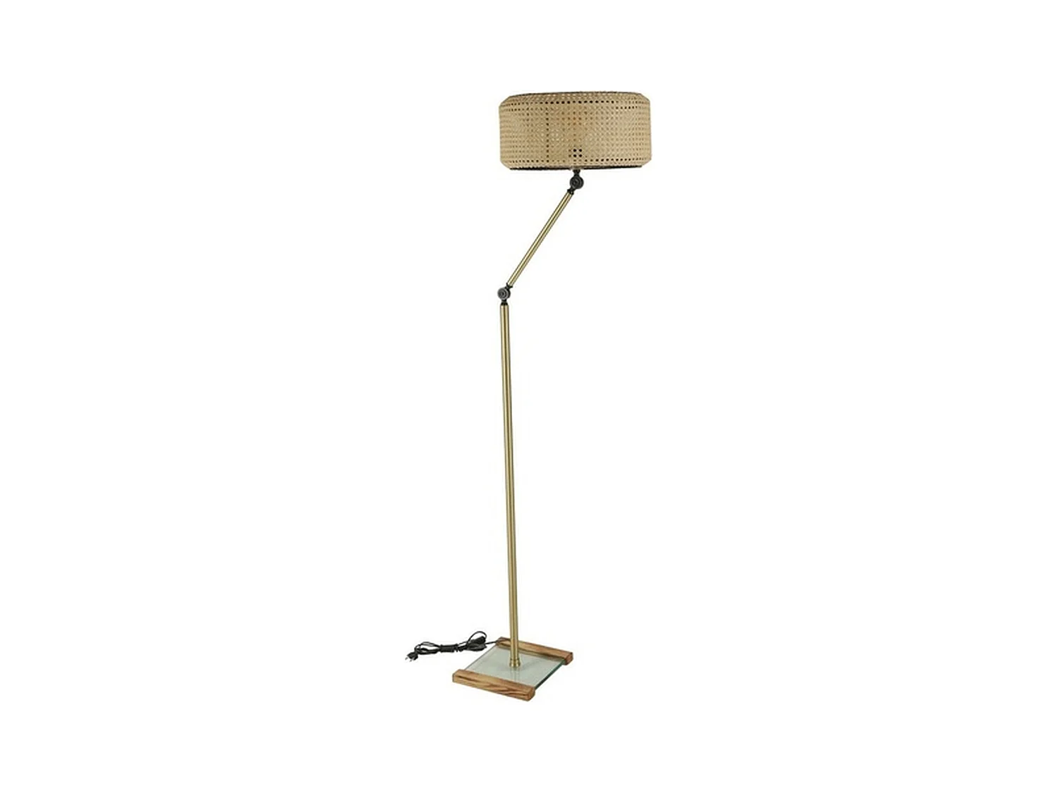 Lampe à pied avec structure en métal doré rotin