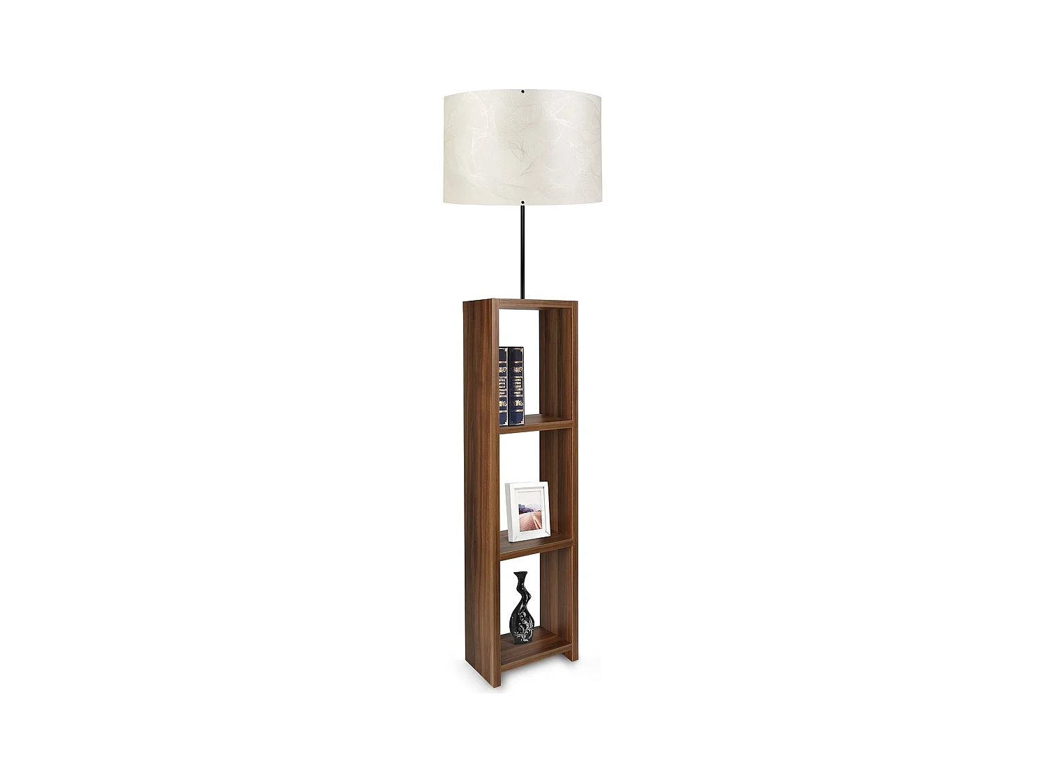 Lampe en noyer, noyer avec écran 100% MDF, glos blanc