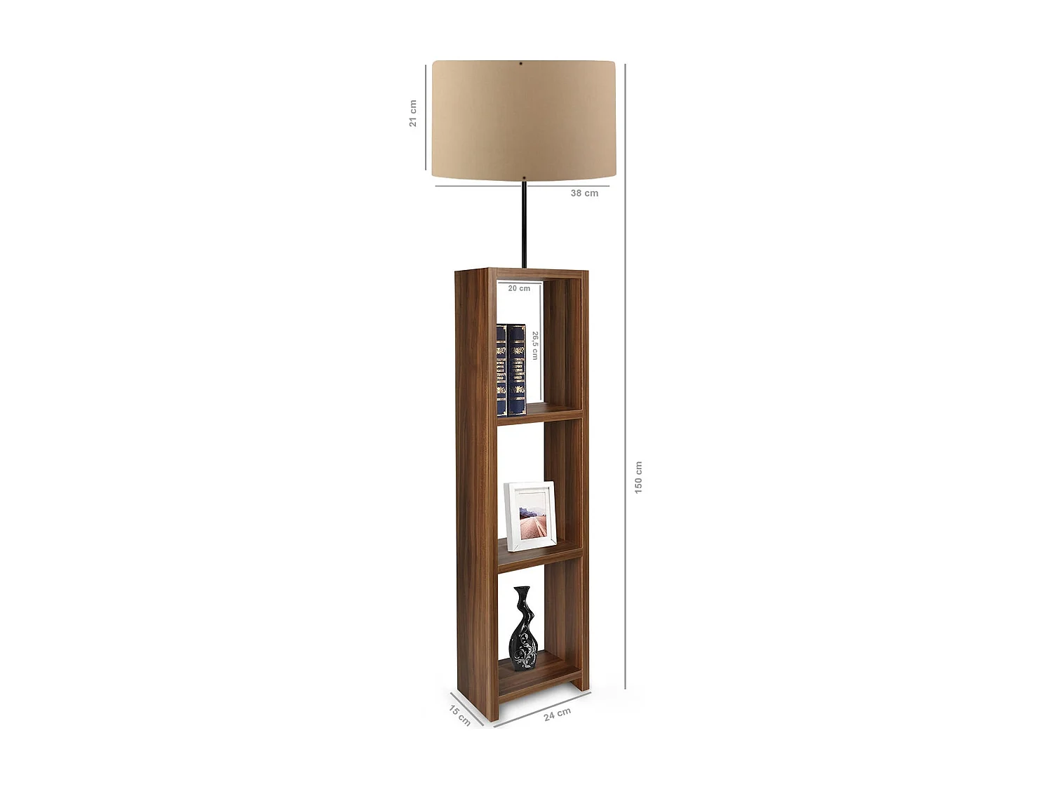Lampe à pied avec 100% PVC, marron clair, collection Victoria, 21x38x150, E27 Max 60 W