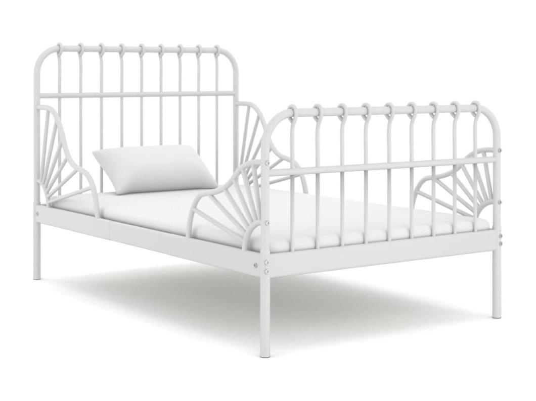 Estrutura de cama extensível em metal branco 80x130/200 cm