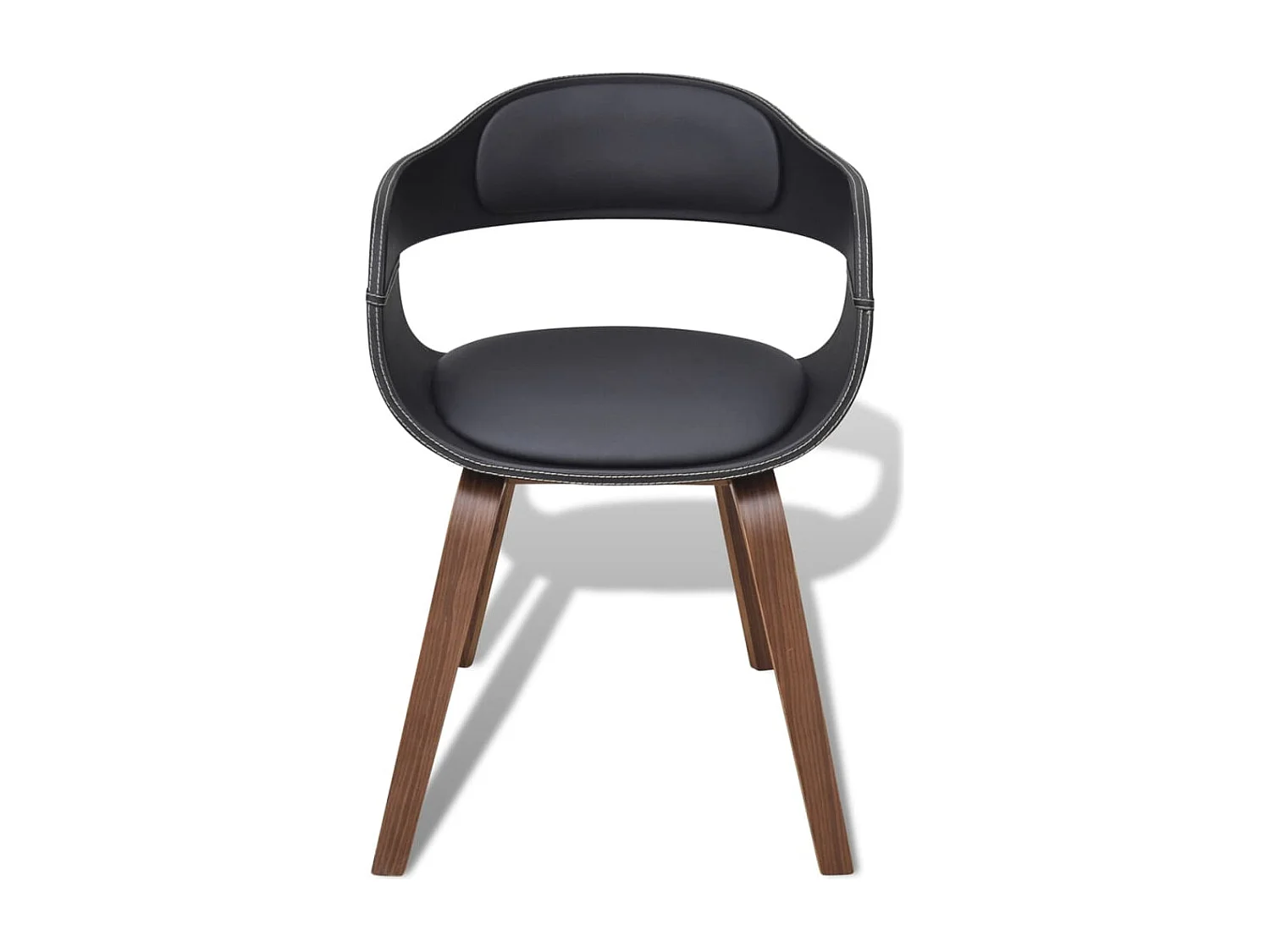 Lot de 2 chaises de salle à manger cuisine en bois courbé et synthétique noir CDS020793