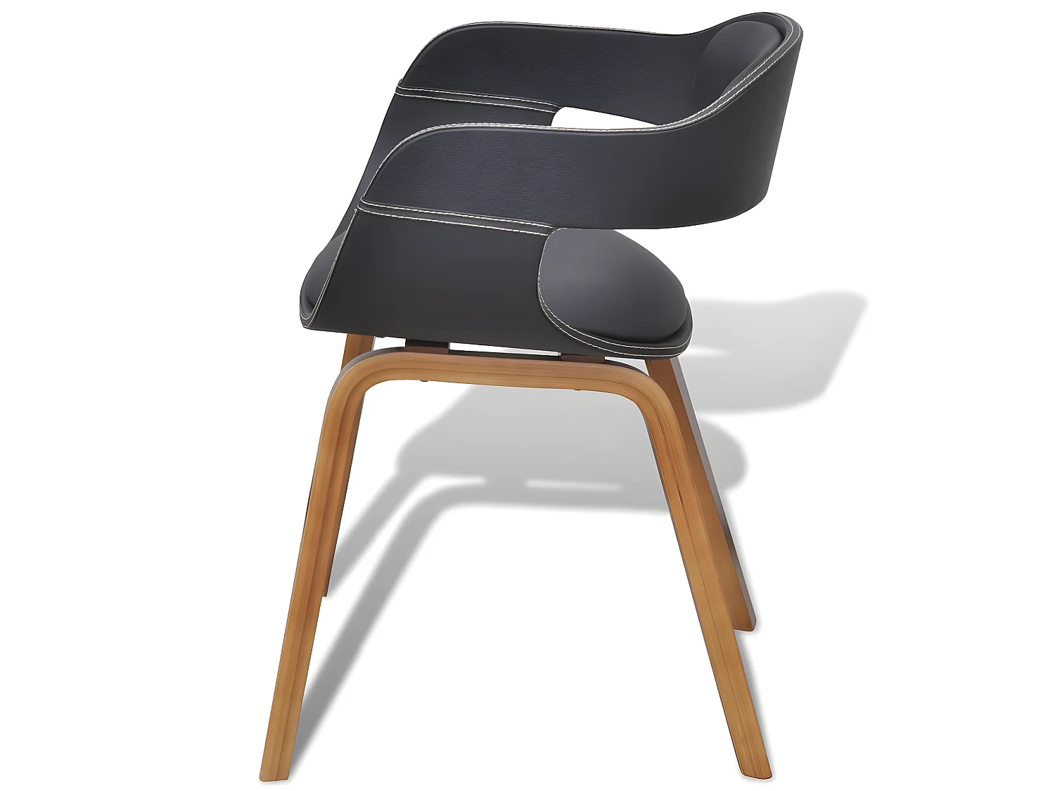 Lot de 2 chaises de salle à manger cuisine en bois courbé et synthétique noir CDS020793