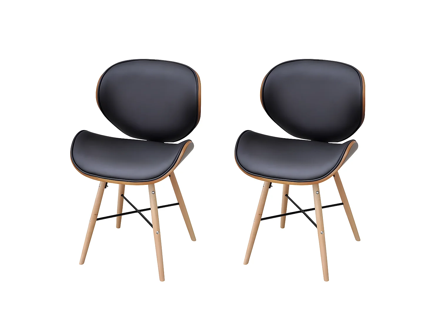 Lot de 2 chaises de salle à manger cuisine design rétro synthétique et bois courbé CDS021036