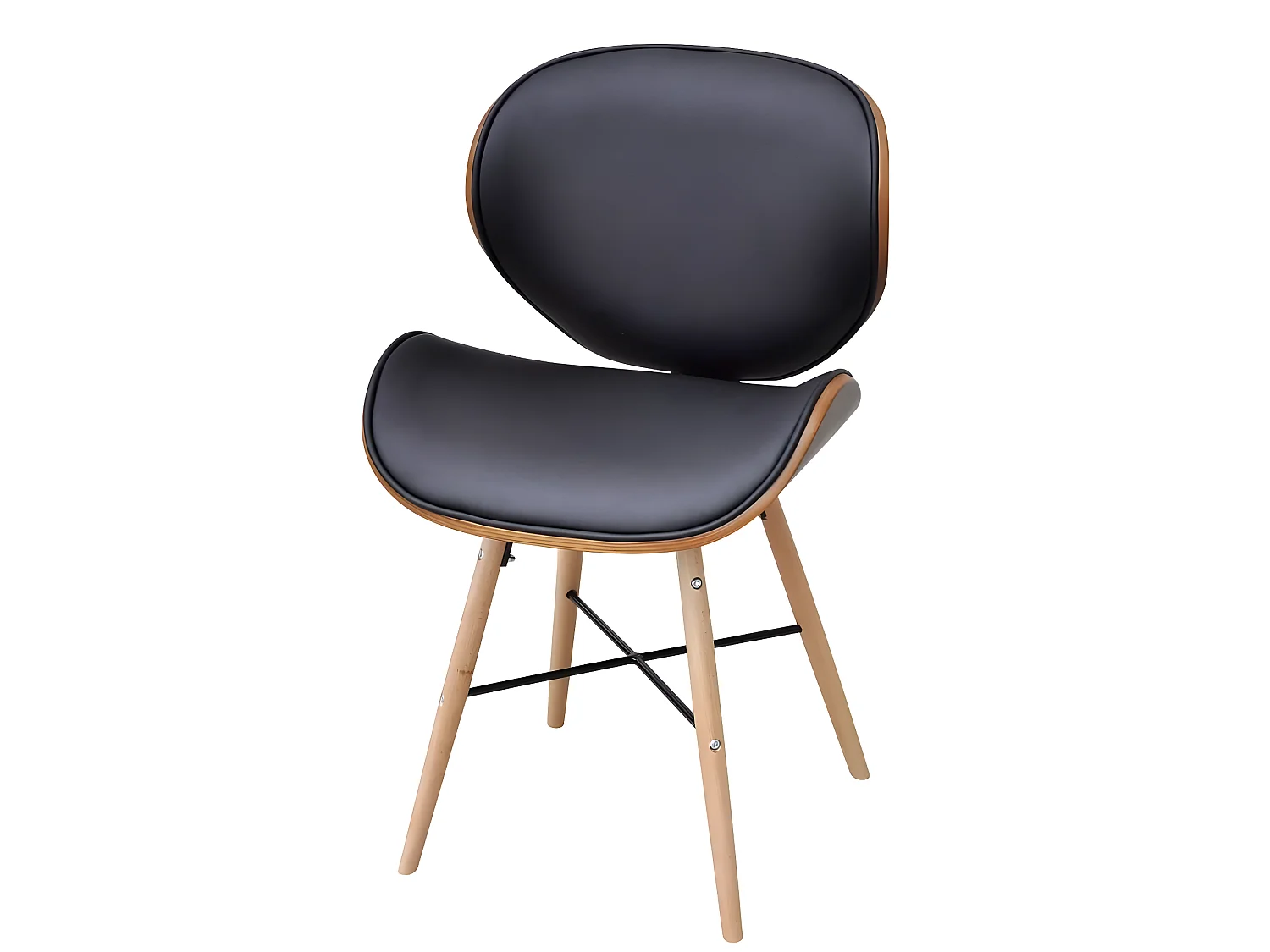 Lot de 2 chaises de salle à manger cuisine design rétro synthétique et bois courbé CDS021036