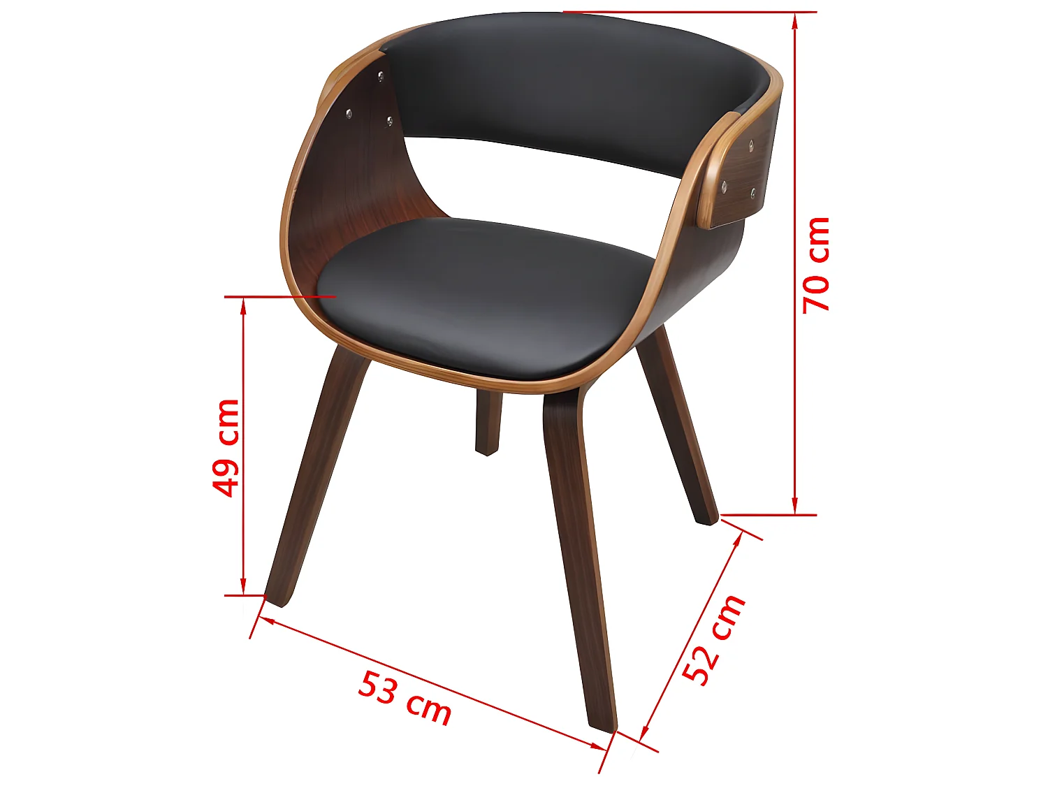 Chaise de salle à manger élégant et intemporel bois courbé marron et synthétique noir CDS020017