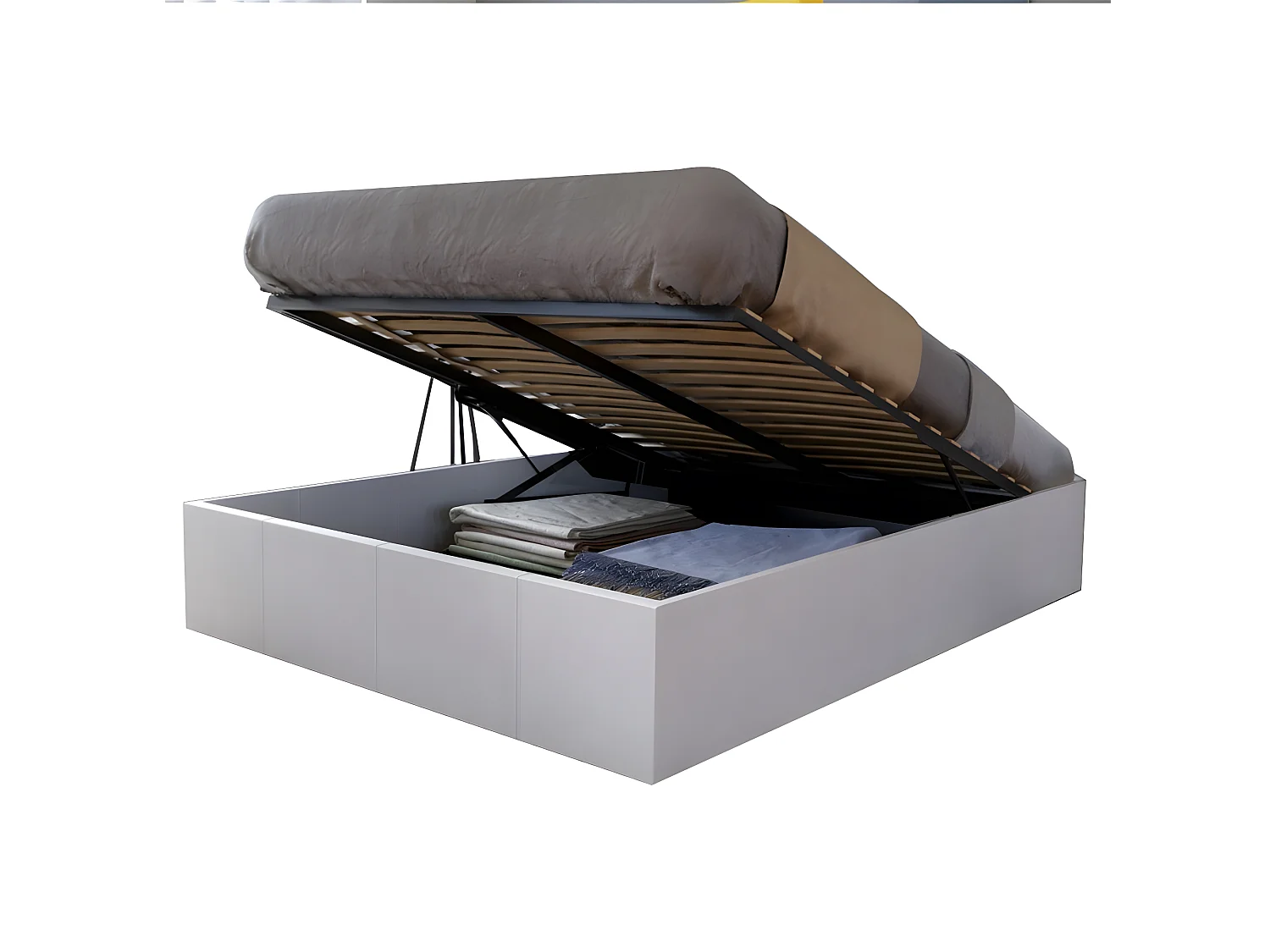 Lit coffre TORINO 140x190 + 1 sommier / Blanc