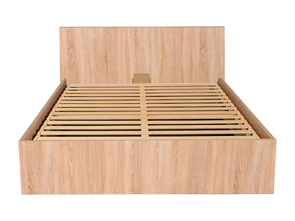 Lit coffre MADRID 140x200 + 1 sommier / Décor Chêne Blanchi