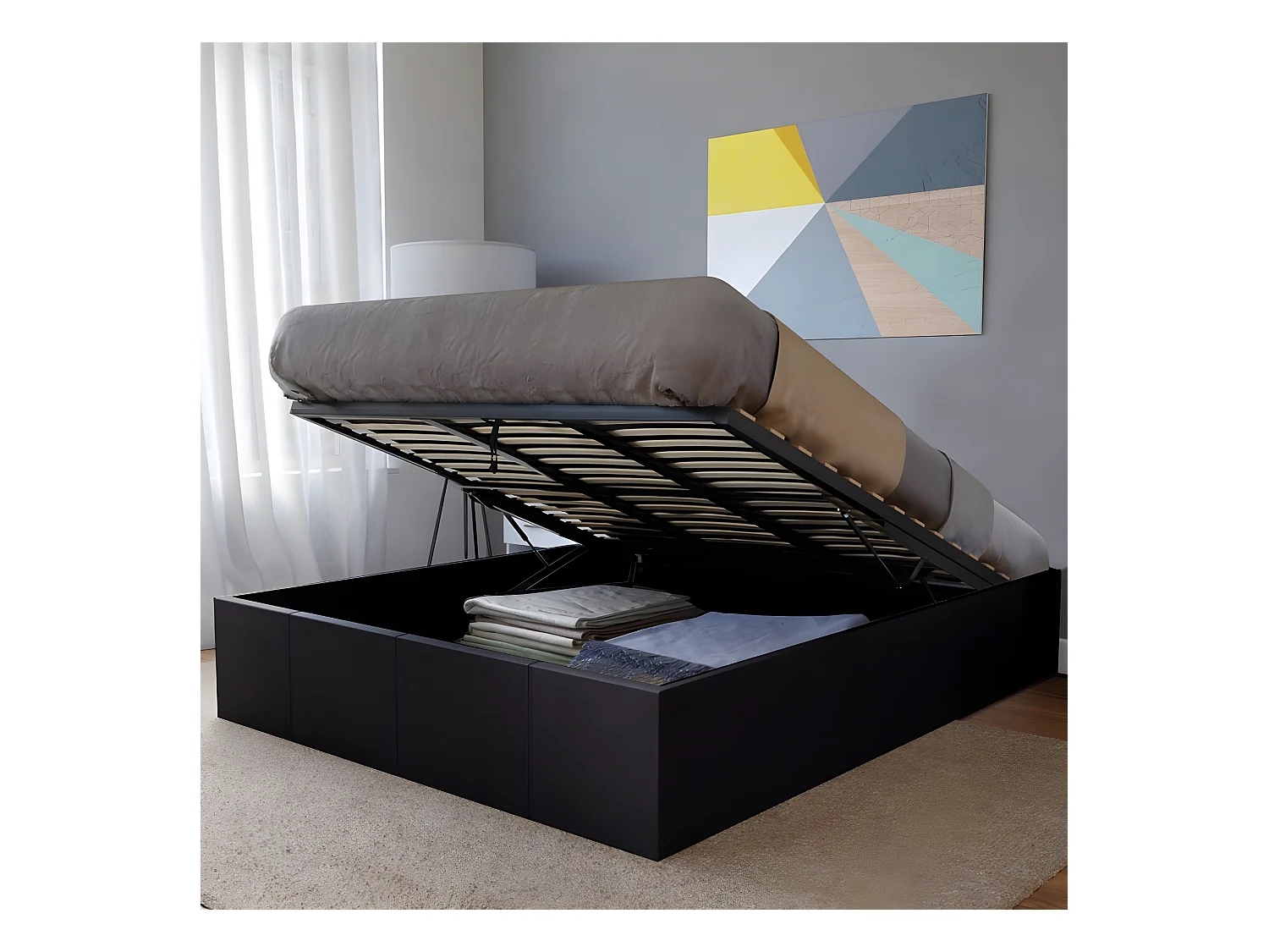 Lit coffre TORINO 160x200 + 1 sommier / Noir