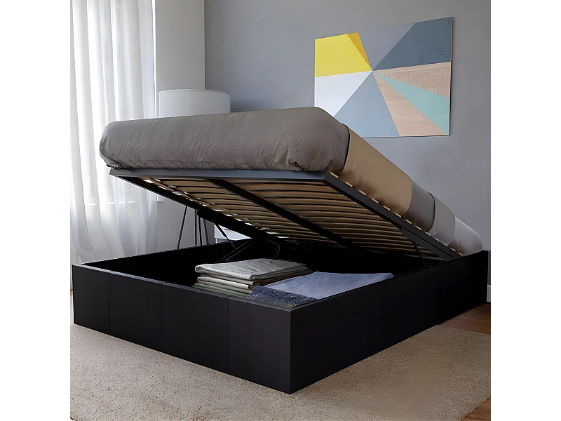 Lit coffre TORINO 140x190 + 1 sommier / Noir