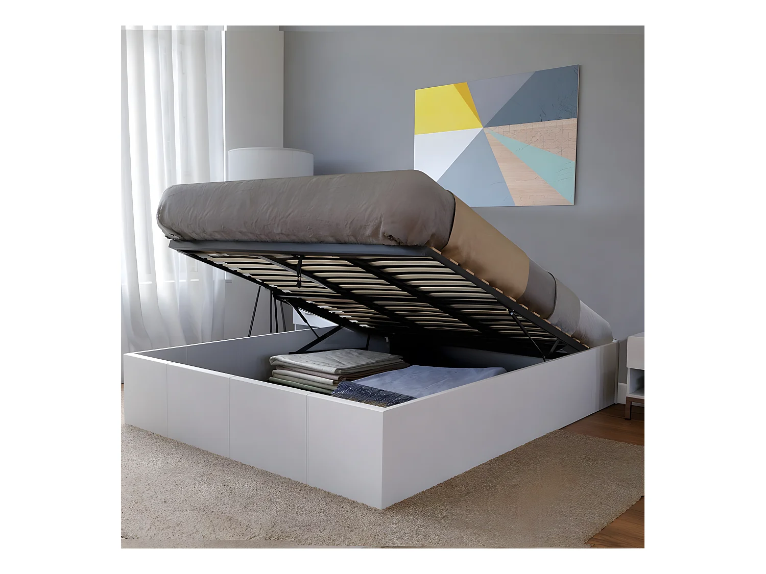 Lit coffre TORINO 160x200 + 1 sommier / Blanc