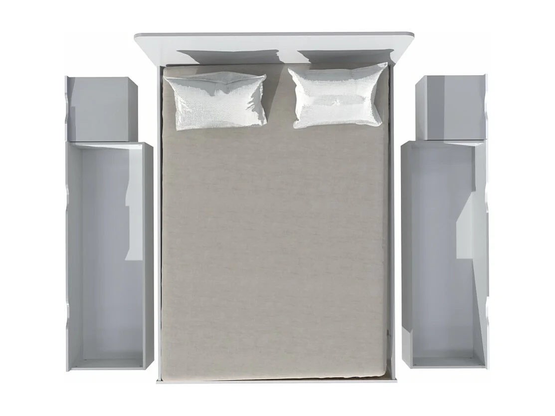 Lit double ZENIA 140x190 + 2 chevets + 2 tiroirs / Décor Chêne blanchi