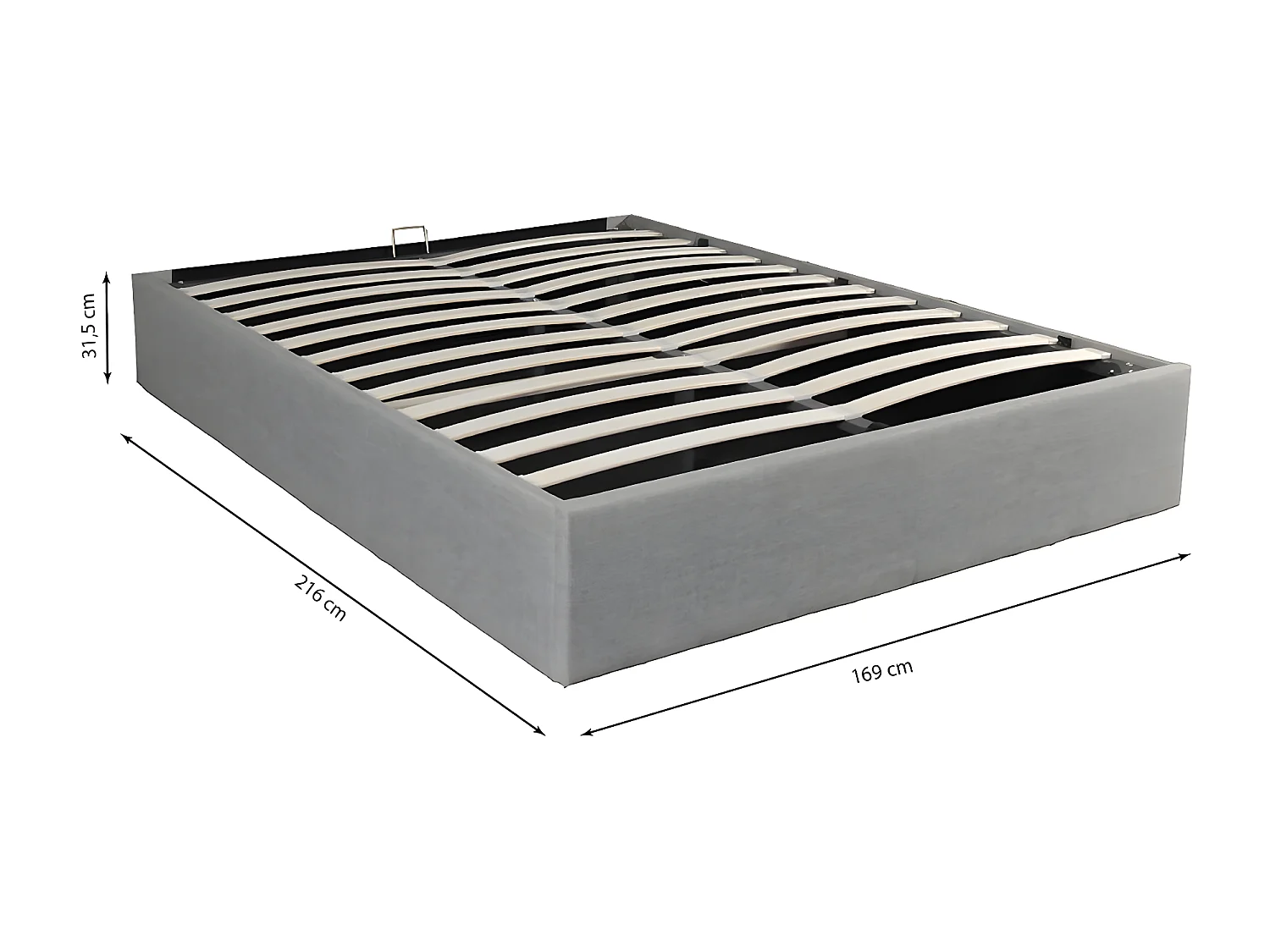 Lit coffre GENOA 160x200 + 1 sommier / Gris clair