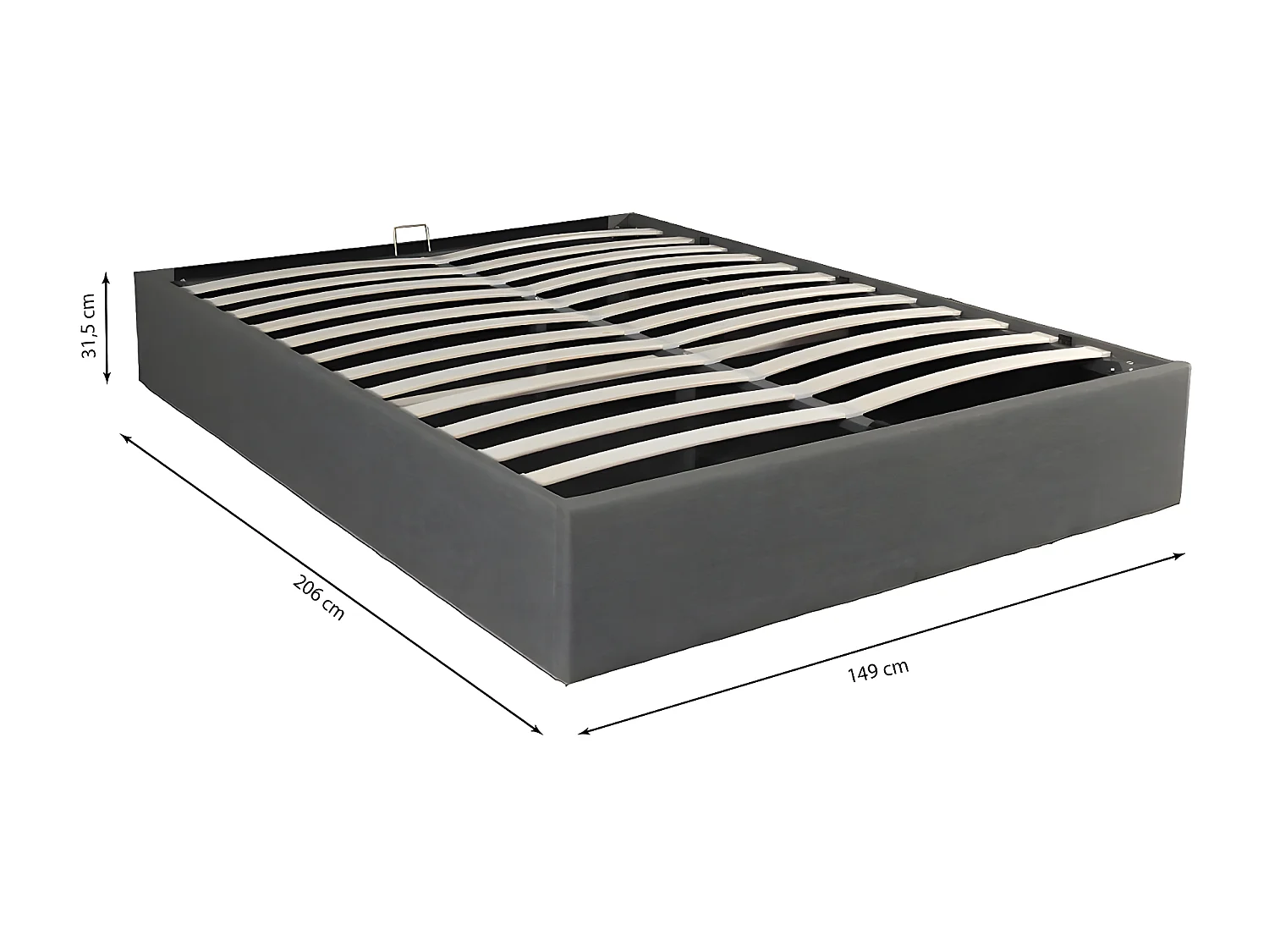 Lit coffre GENOA 140x190 + 1 sommier / Gris foncé