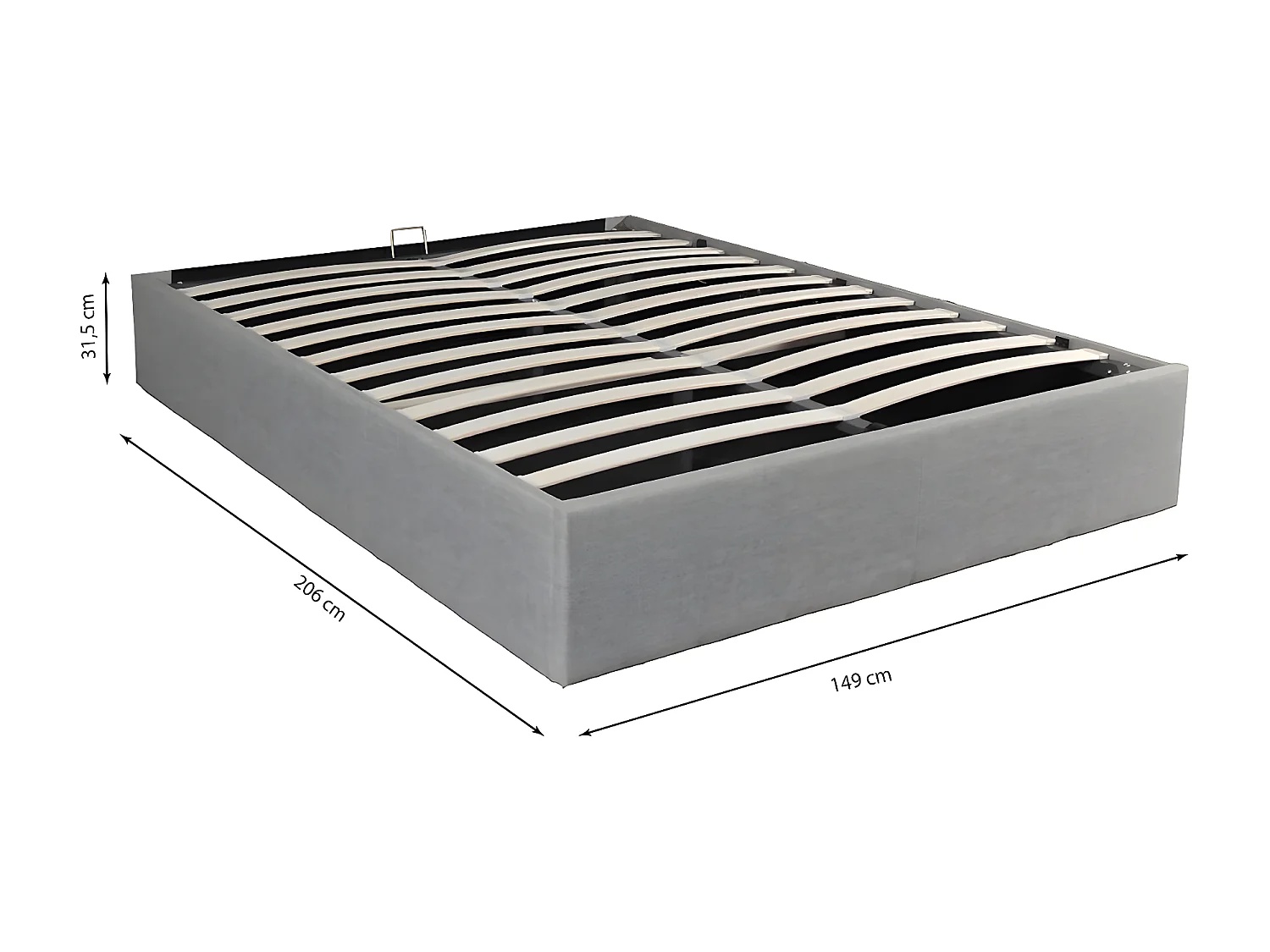 Lit coffre GENOA 140x190 + 1 sommier / Gris clair