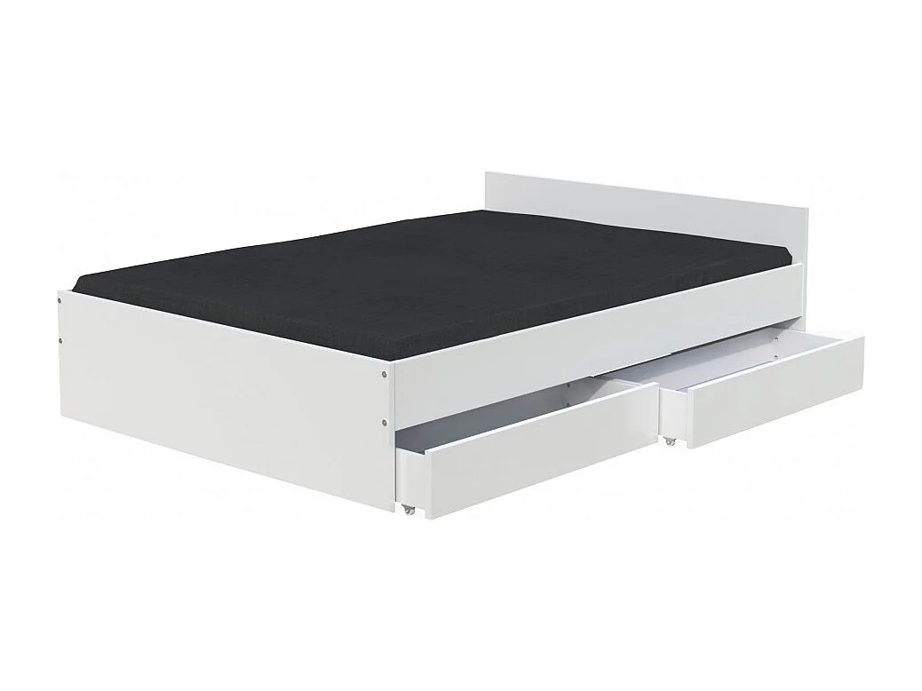 Lit KAPPA 140x190 cm + 2 tiroirs / Blanc