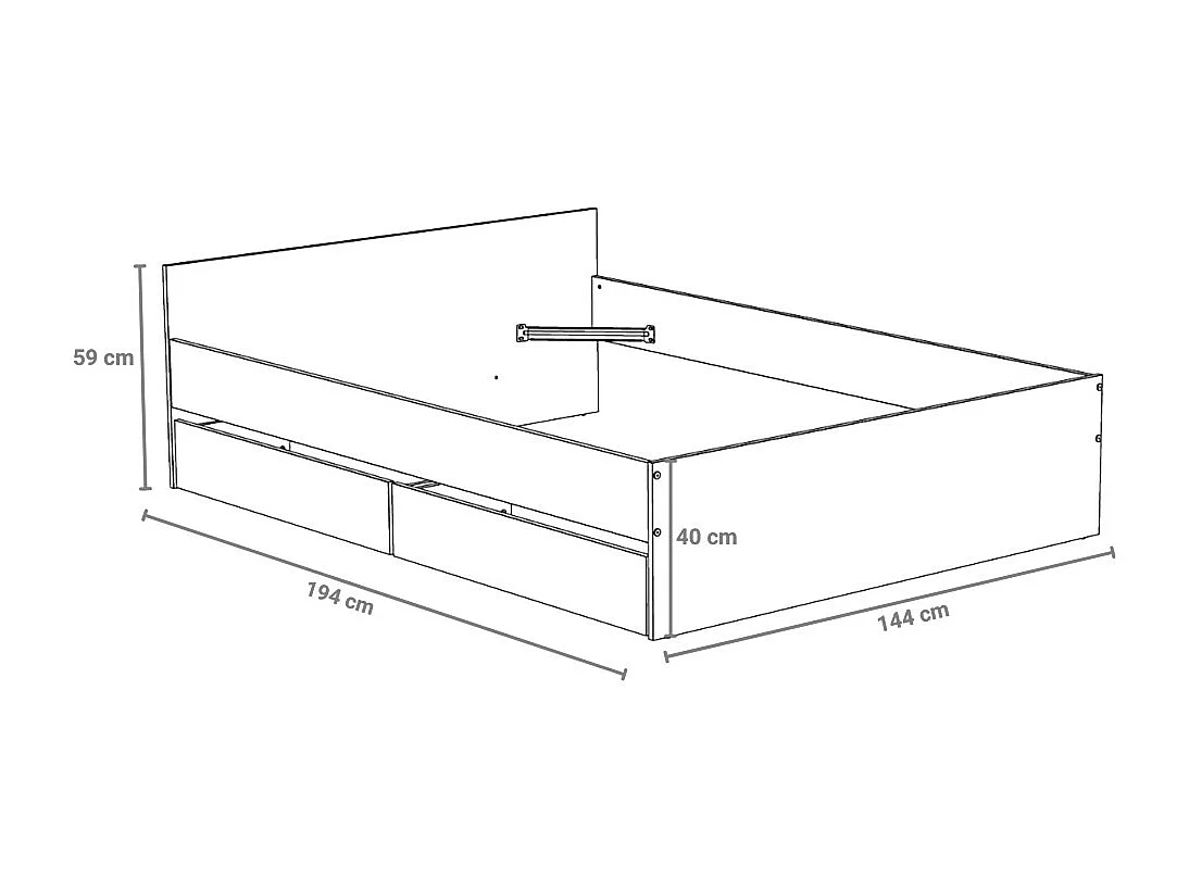 Lit KAPPA 140x190 cm + 2 tiroirs / Décor Chêne Blanchi