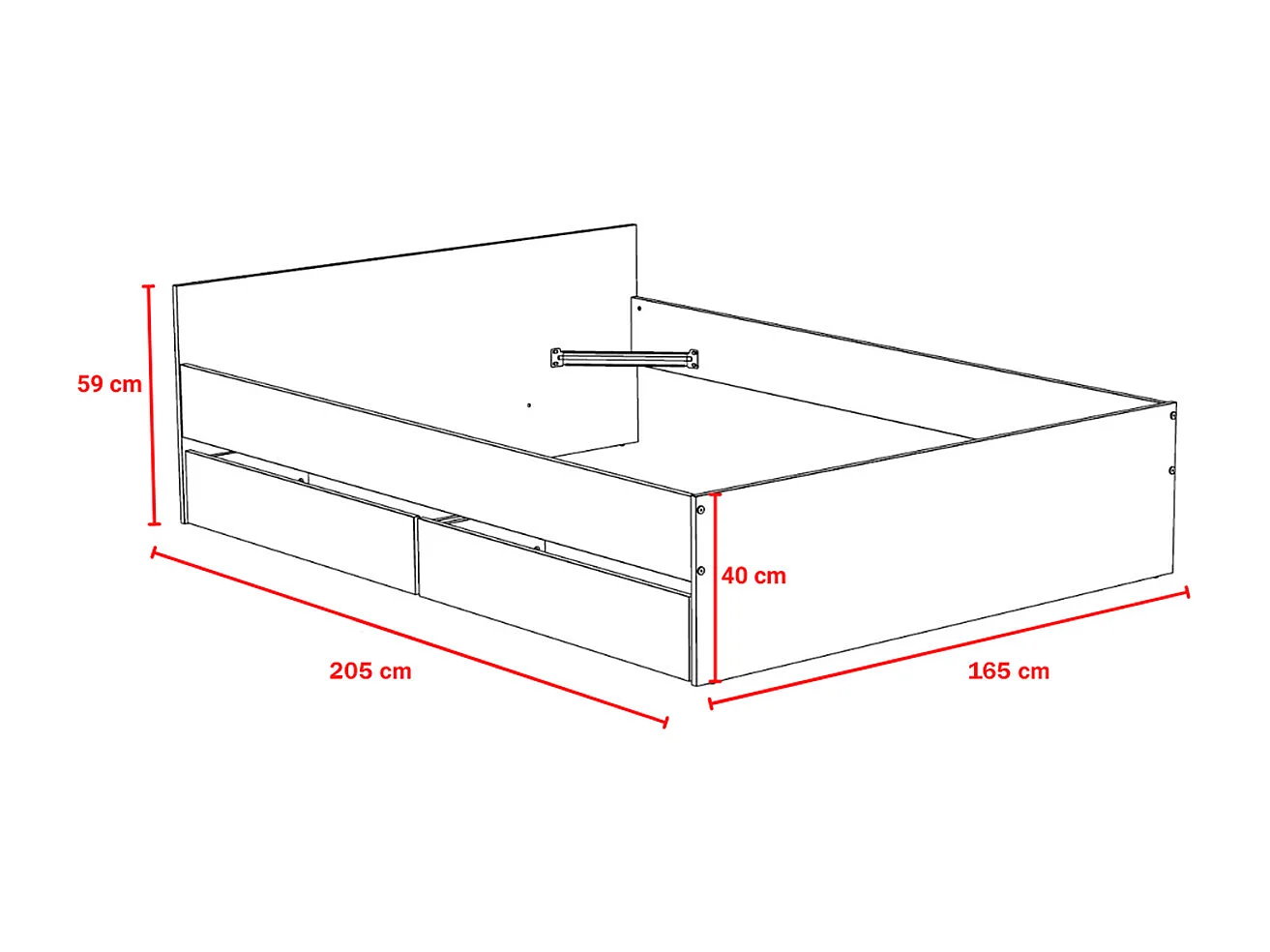 Lit KAPPA 160x200 cm + 2 tiroirs / Blanc