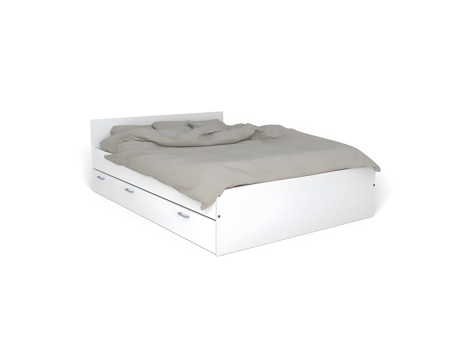 Lit TWIST 160x200 +  1 chevet + 1 tiroir / Blanc