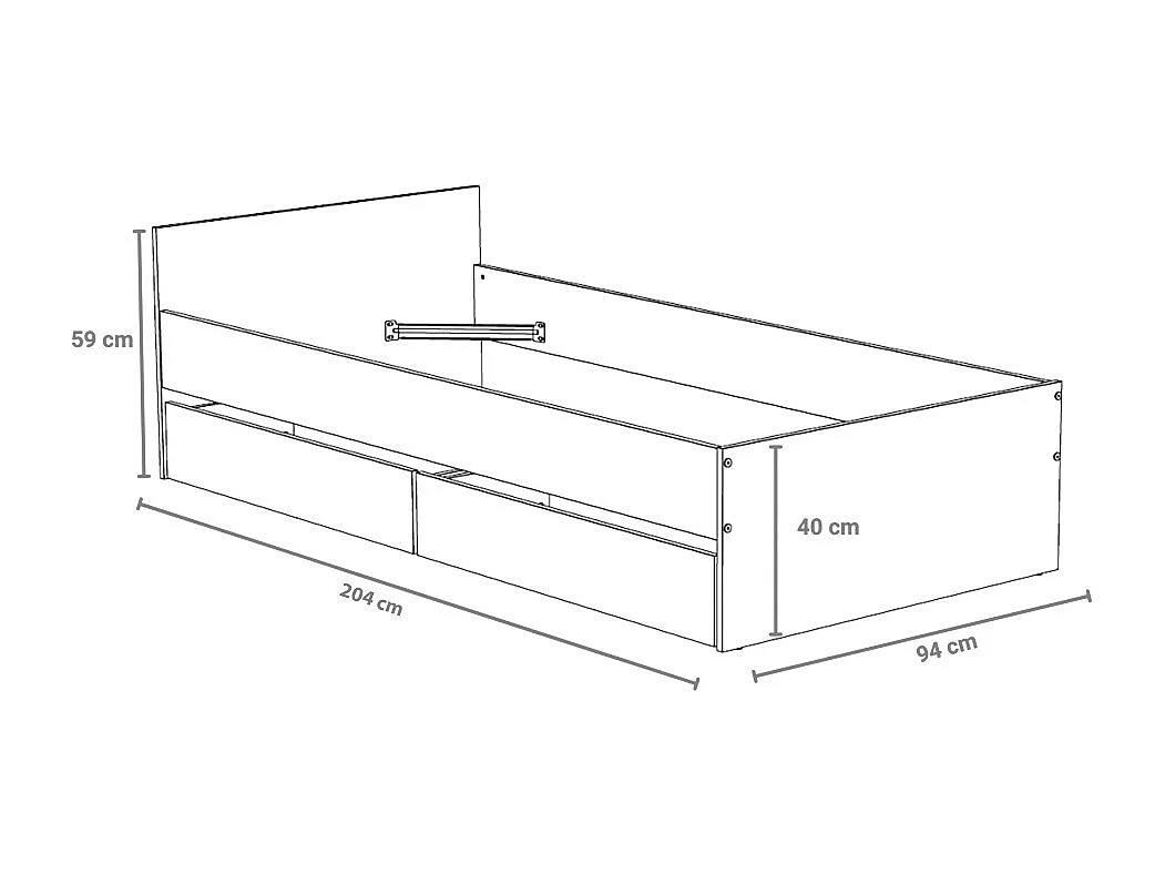 Lit KAPPA 90x190 + 2 tiroirs / Blanc