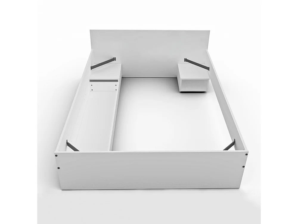 Lit TWIST 140x190 + 2 chevets + 1 tiroir / Blanc