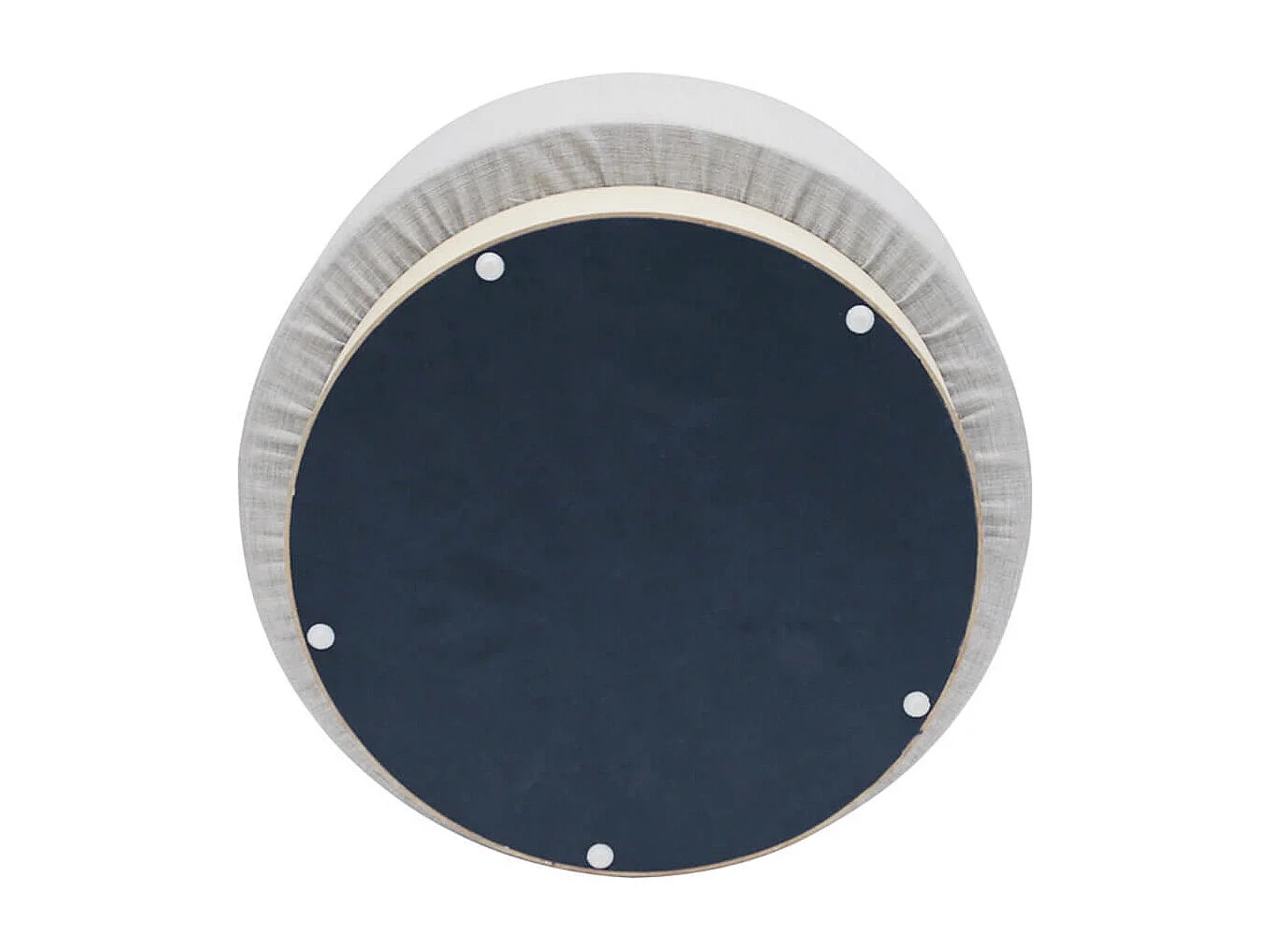 TOBIAS XL - Pouf Tissu Gris Clair et Base Aspect Bois