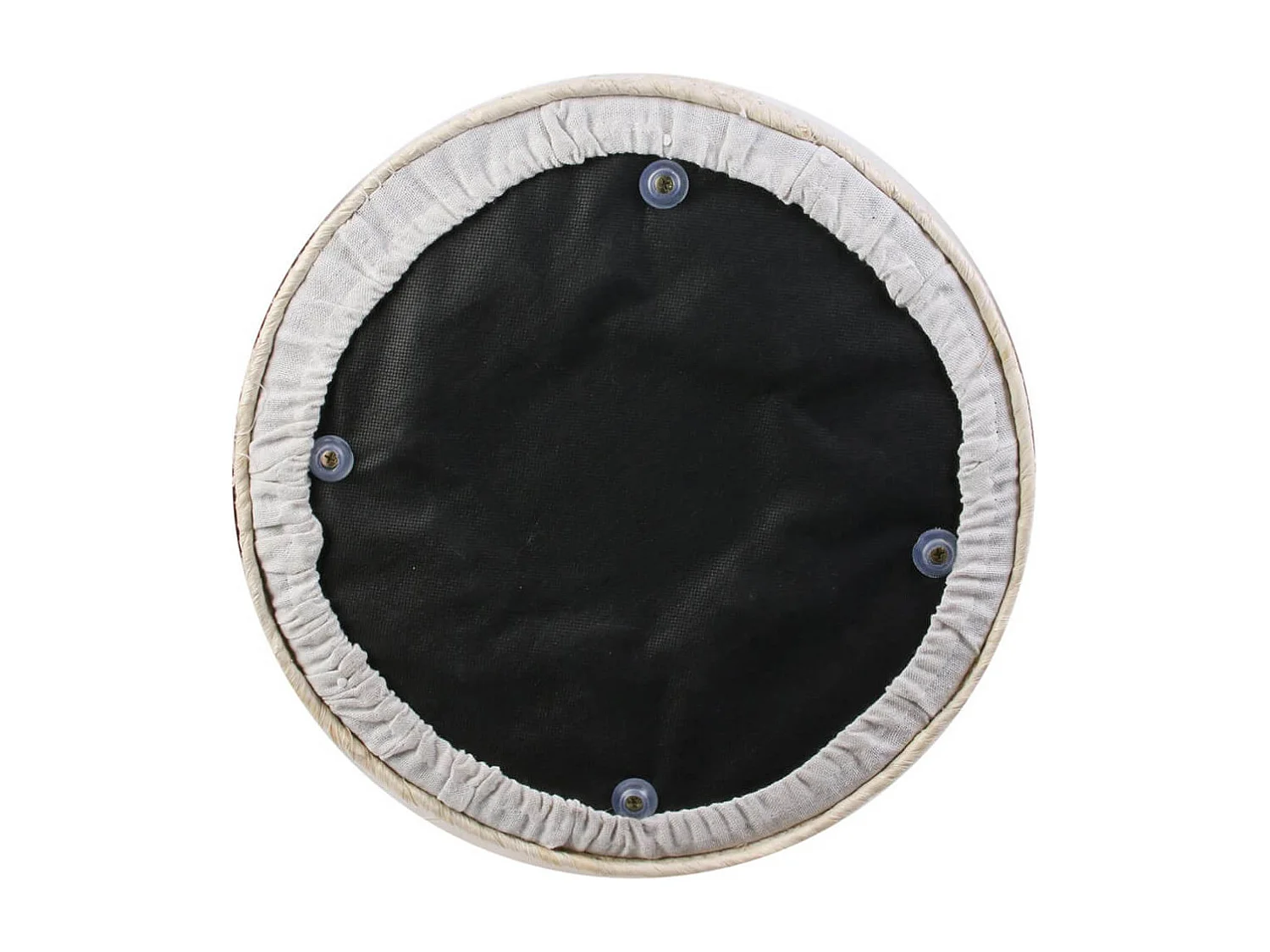 ESTANY - Lot de 2 Poufs Ronds Tressés Naturel et Beige