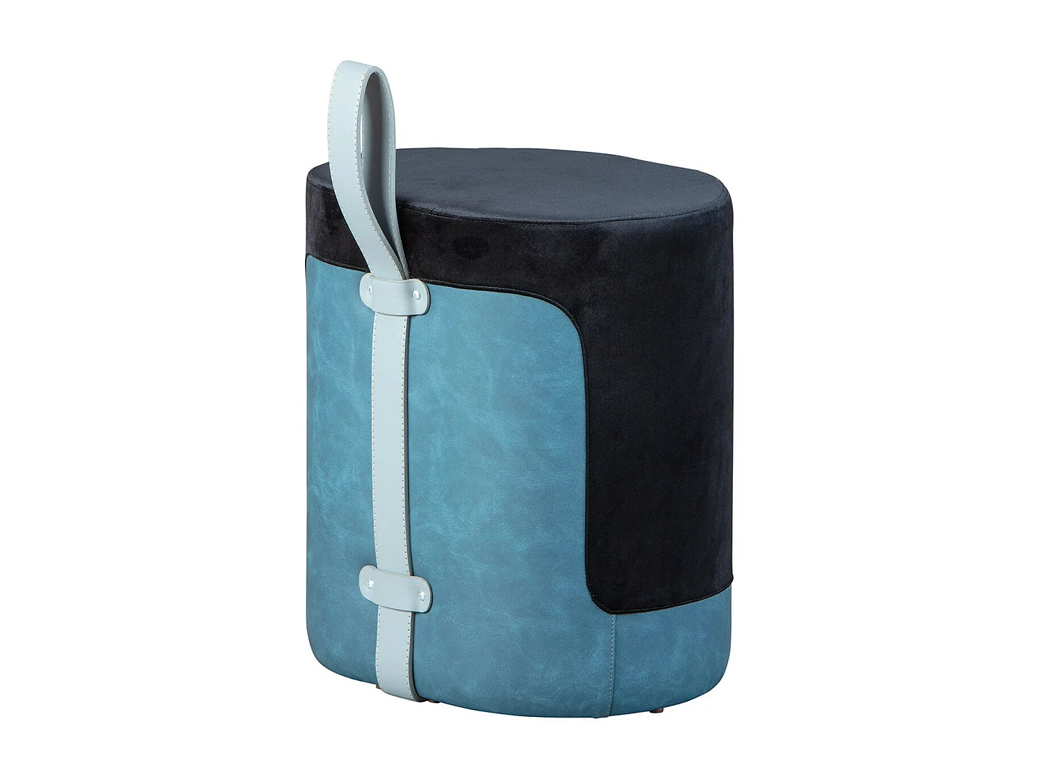OPALE - Pouf avec Lanière Noir et Bleu
