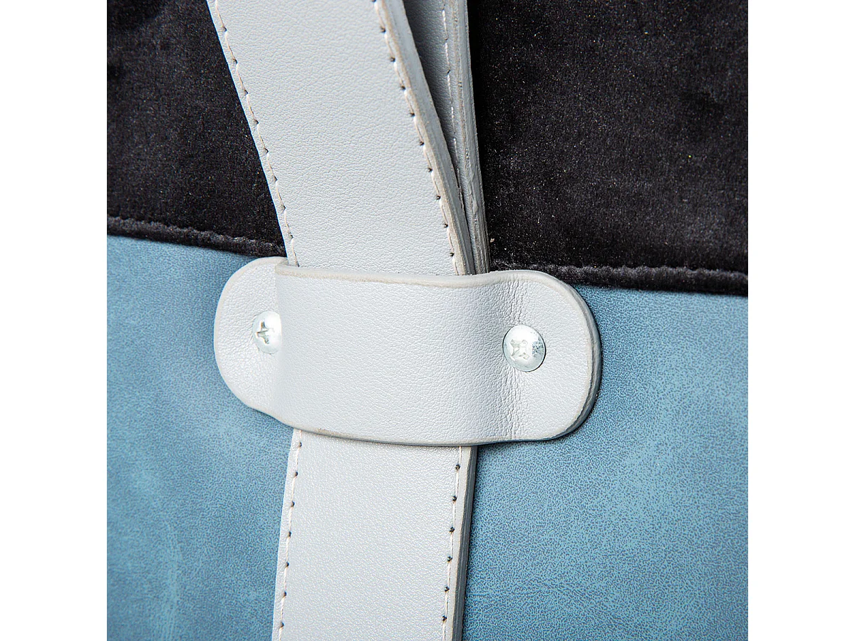 OPALE - Pouf avec Lanière Noir et Bleu