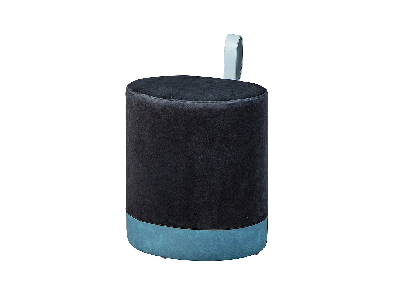 OPALE - Pouf avec Lanière Noir et Bleu