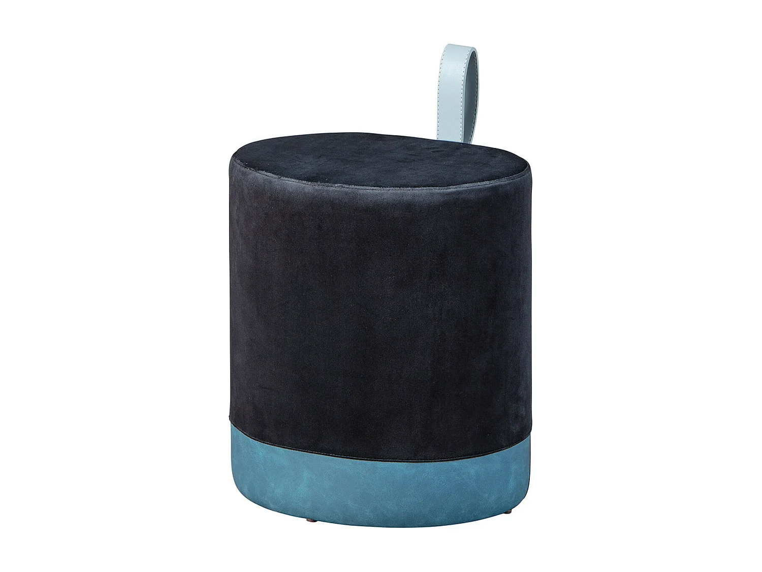 OPALE - Pouf avec Lanière Noir et Bleu