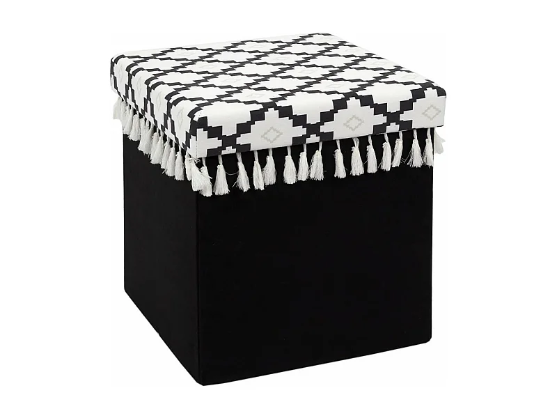 MINECRAFT - Pouf-Coffre Pliable Noir Motif Géométrique