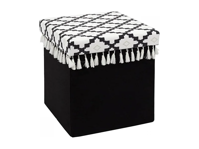 MINECRAFT - Pouf-Coffre Pliable Noir Motif Géométrique