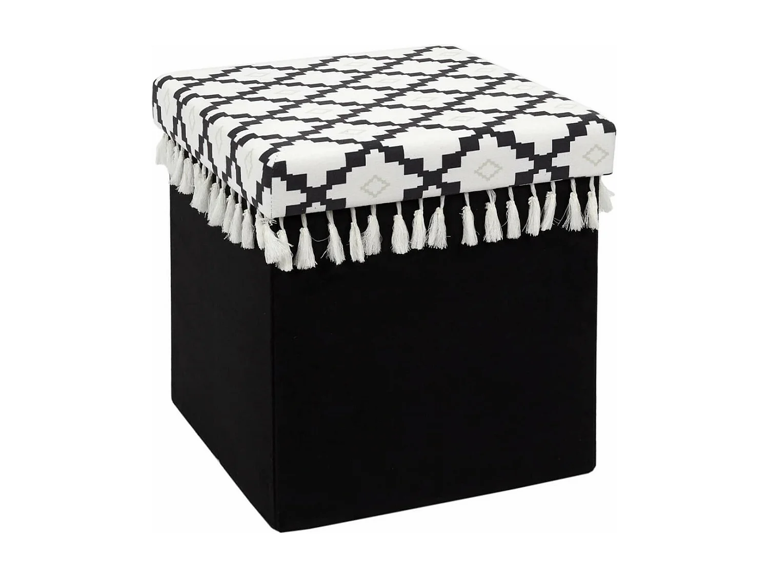 MINECRAFT - Pouf-Coffre Pliable Noir Motif Géométrique