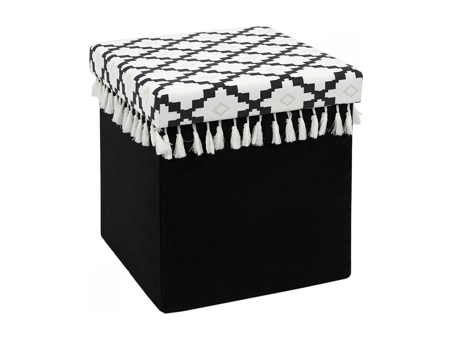 MINECRAFT - Pouf-Coffre Pliable Noir Motif Géométrique