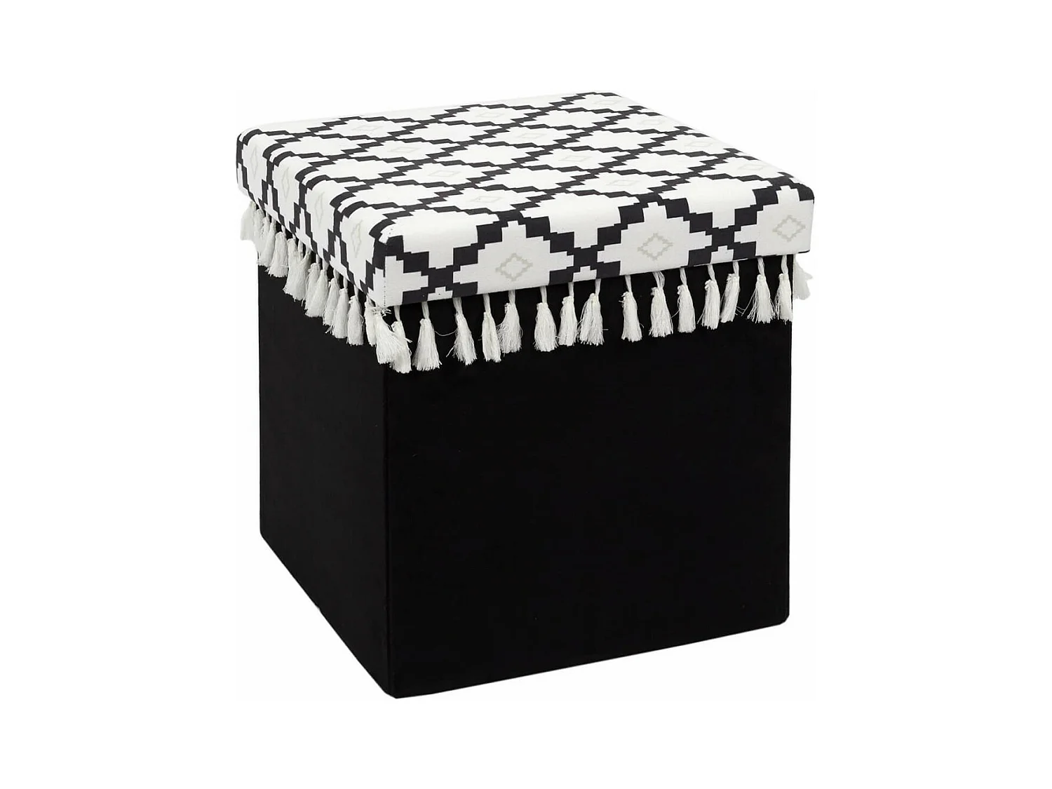 MINECRAFT - Pouf-Coffre Pliable Noir Motif Géométrique