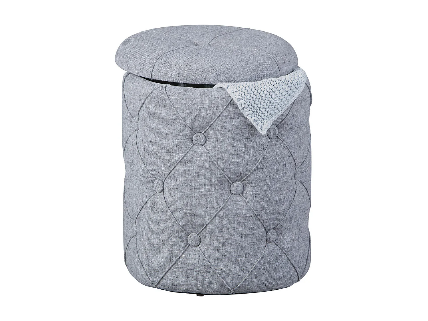 YELENA - Pouf avec Coffre de Rangement Gris