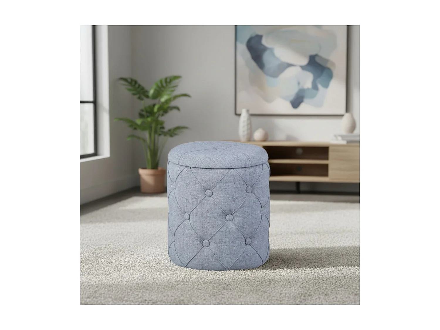 YELENA - Pouf avec Coffre de Rangement Gris