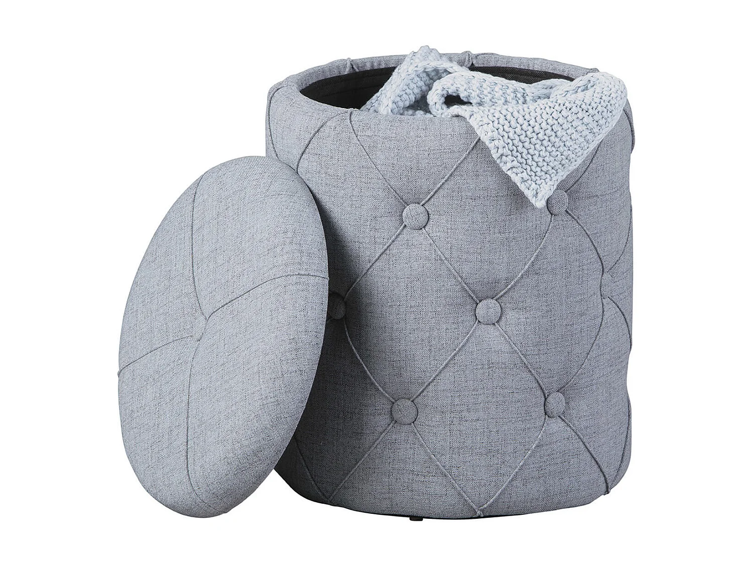 YELENA - Pouf avec Coffre de Rangement Gris