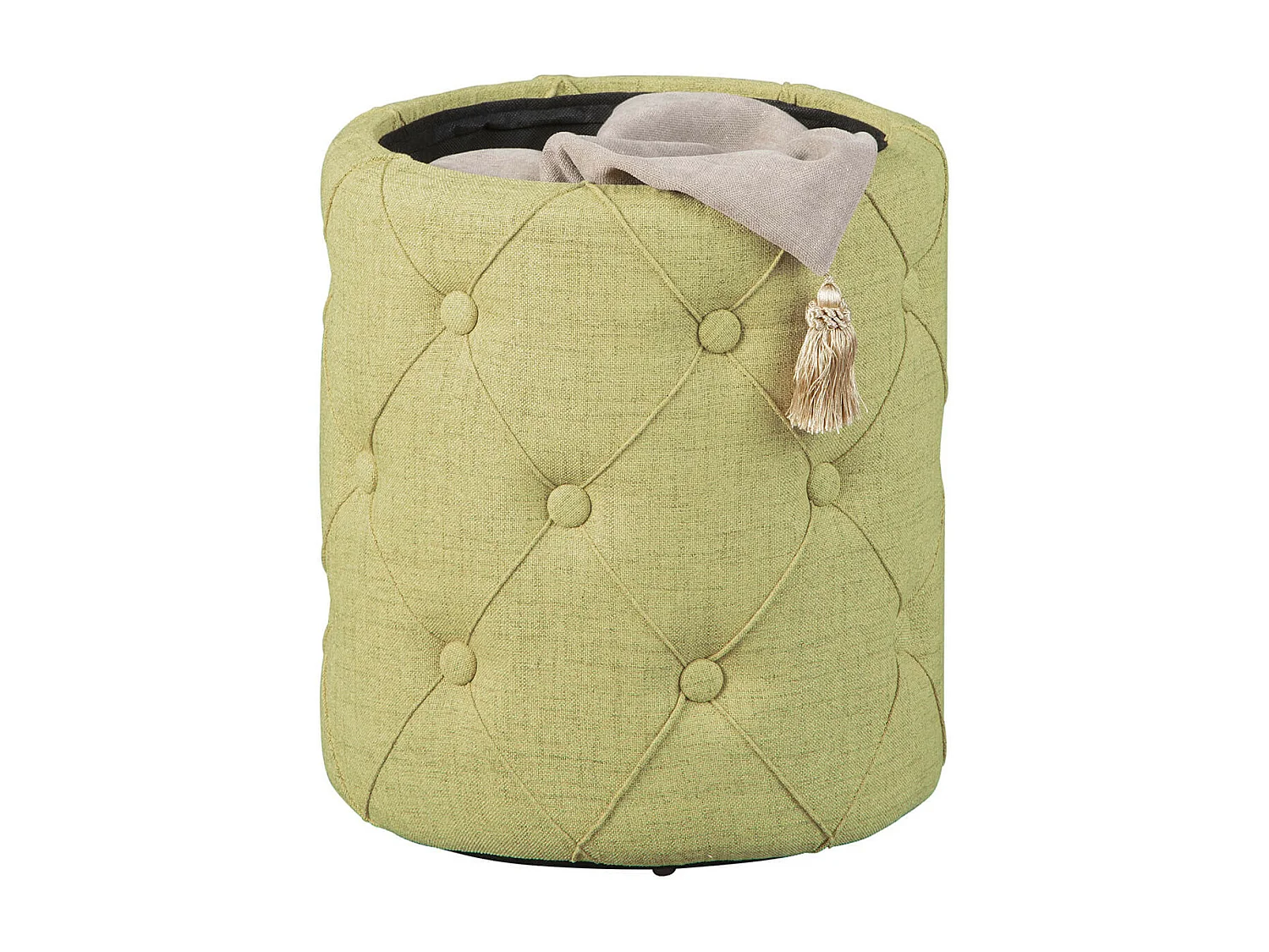 YELENA - Pouf avec Coffre de Rangement Vert Anis