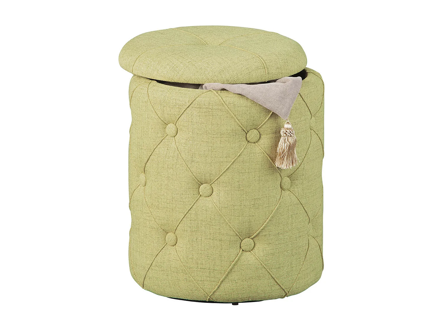 YELENA - Pouf avec Coffre de Rangement Vert Anis
