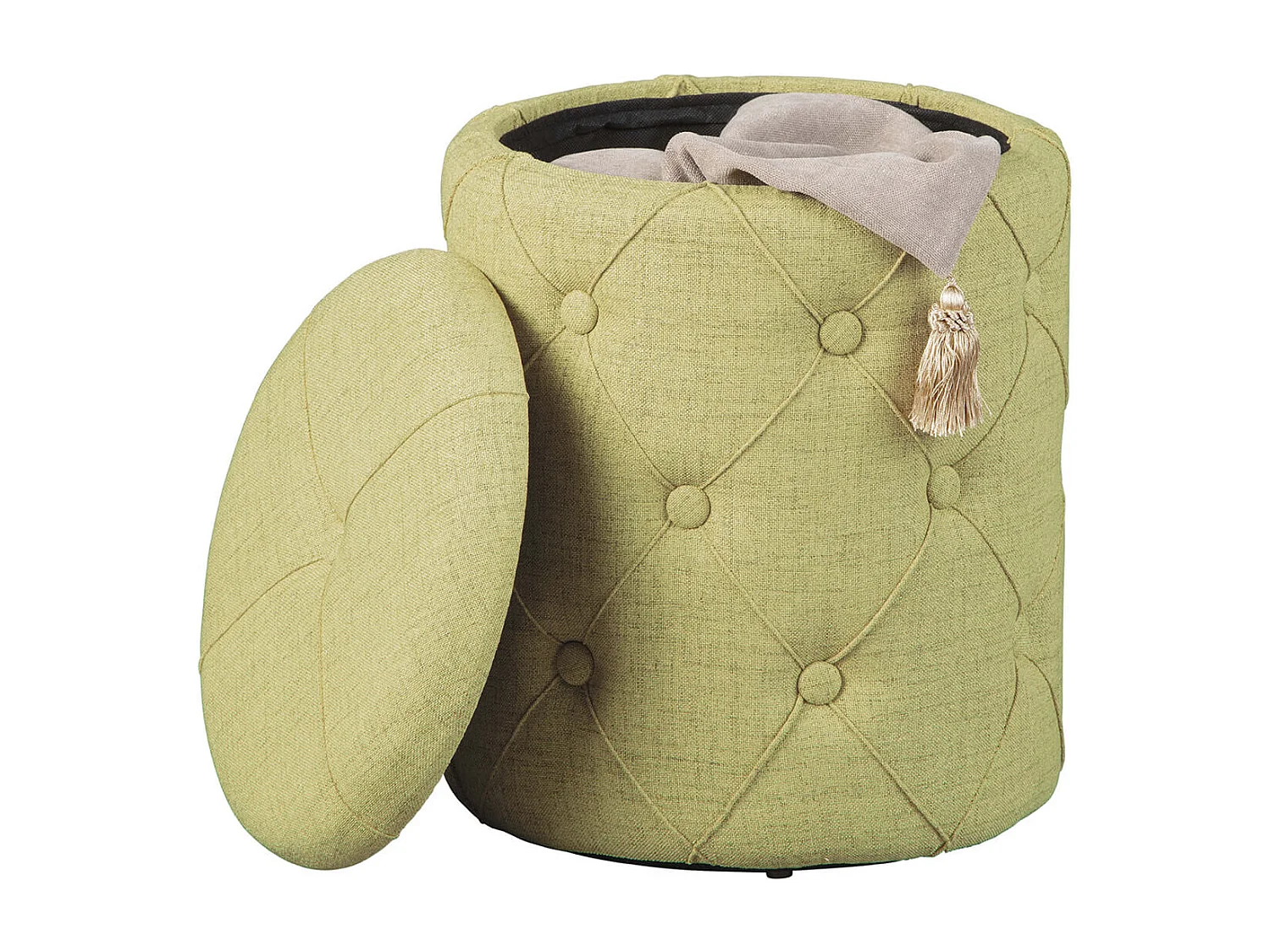 YELENA - Pouf avec Coffre de Rangement Vert Anis