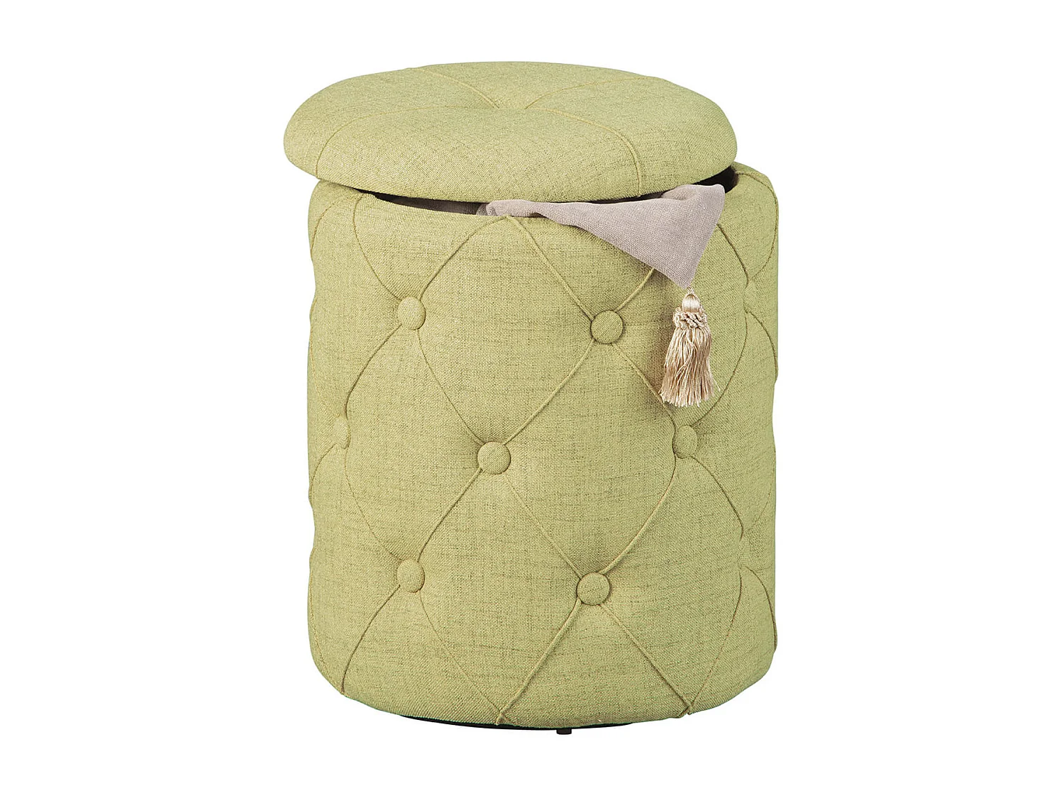 YELENA - Pouf avec Coffre de Rangement Vert Anis